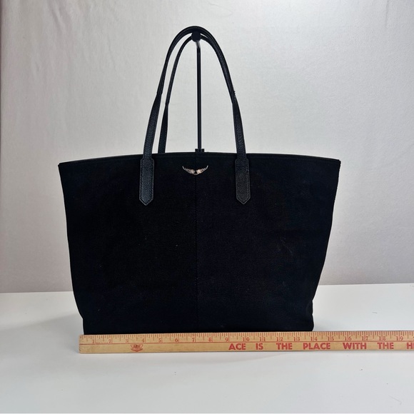 Zadig & Voltaire Mick Wings Black Tote Bag Canvas and Leather - Picture 5 of 10